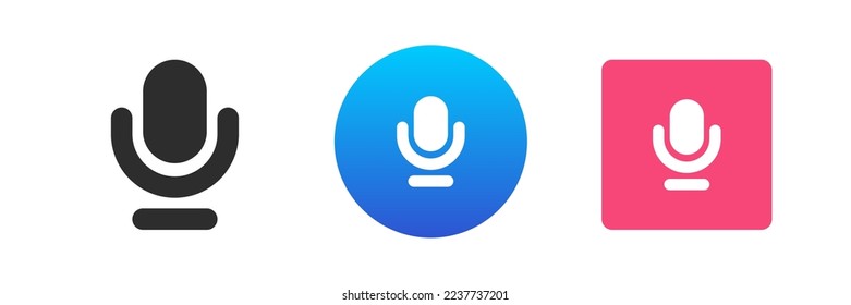 Icono de emisión digital de sonido de audio de grabación de voz de micrófono conjunto de ilustración plana vectorial. Comunicación de Mic studio anuncio estéreo entretenimiento de internet voz en directo tecnología podcast
