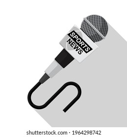 Microphone Sports News Isolated On White Background Vector Illustration.