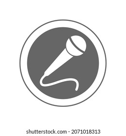 Microphone for stage, gray round sign for design on white background, vector illustration