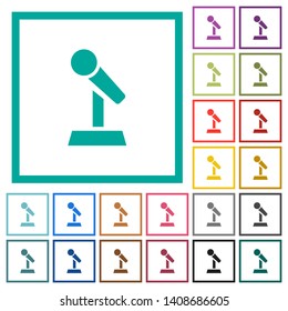 Microphone with stand flat color icons with quadrant frames on white background
