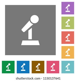 Microphone with stand flat icons on simple color square backgrounds