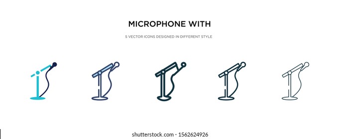 microphone with stand icon in different style vector illustration. two colored and black microphone with stand vector icons designed in filled, outline, line and stroke style can be used for web,