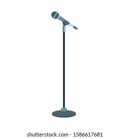 microphone stand icon over white background, flat design, vector illustration