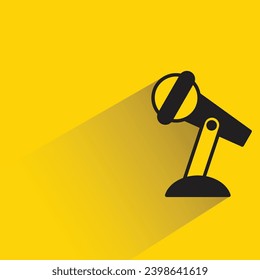 microphone in stand icon with shadow on yellow background