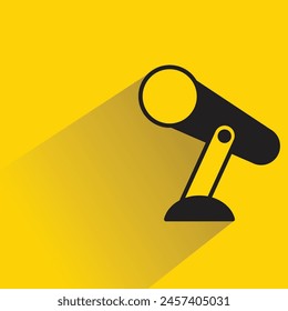 microphone and stand icon with shadow on yellow background