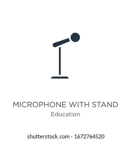 Microphone with stand icon vector. Trendy flat microphone with stand icon from education collection isolated on white background. Vector illustration can be used for web and mobile graphic design, 