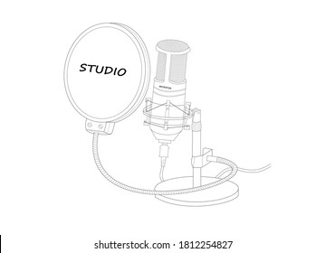 microphone with stand isolated on white background