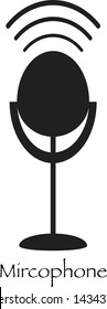 Microphone Stand with Mic . Vector Illustration. Graphic design elements.