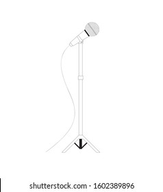 Microphone with stand on a white background, beautiful stripes, - vector illustration