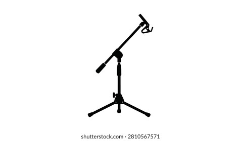 Microphone stand with shock mount black silhouette against a white background