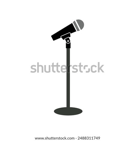 Microphone stand silhouette on white background. Microphone icon sign vector illustration design.