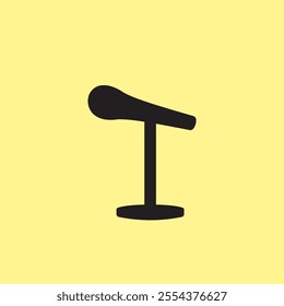 Microphone stand vector illustration on yellow background. Microphone icon silhouette. 