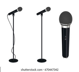 microphone with stand vector on white background