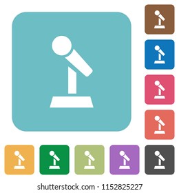 Microphone with stand white flat icons on color rounded square backgrounds