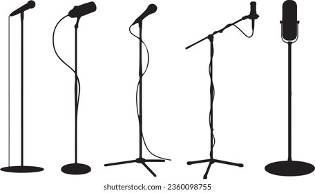 Microphone Stands Silhouette Vector Graphic Pack