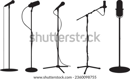 Microphone Stands Silhouette Vector Graphic Pack