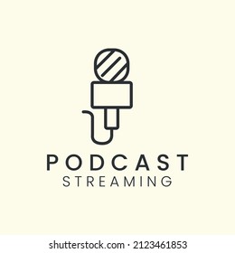streaming de micrófono diseño de vectores de imagen de línea simple minimalista