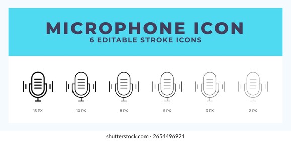 Icono de trazo de micrófono para Web. App móviles y ui.