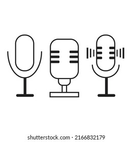 microphone stroke line icons vector design