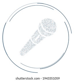 The microphone symbol filled with dark blue dots. Pointillism style. Vector illustration on white background