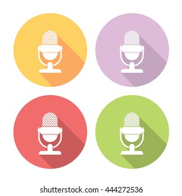 Microphone Symbol Flat Style Design Icons Set