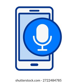 Símbolo de micrófono en un teléfono inteligente, adecuado para grabación de voz, funciones de voz, entrada de audio y herramientas de comunicación.