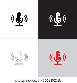 El símbolo del micrófono representa audio o sonido. Ideal para App de música, podcast o voz. Utilícelo en herramientas de transmisión, grabación o audio. El diseño limpio mejora los proyectos de interfaz de usuario modernos.