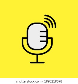microphone symbol in yellow background