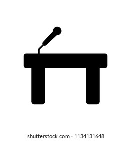 Microphone with table icon black