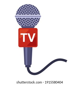 microphone for television. hot news for TV. flat vector illustration.
