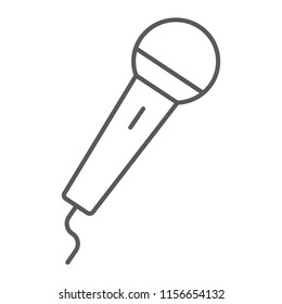 Microphone thin line icon, electronic and device, mic sign, vector graphics, a linear pattern on a white background, eps 10.