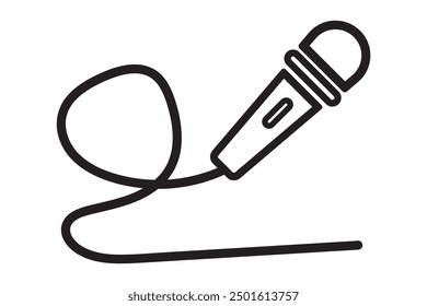 Icono de línea delgada de micrófono, electrónico y dispositivo, señal de micrófono, gráficos de Vector, un patrón lineal sobre un fondo blanco, eps 10.