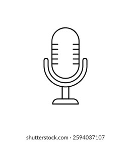 Microphone Thin Line Icon – Representing Audio, Sound, and Recording Technology