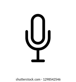 microphone thin line icon set on white background, audio, music, flat, minimalistic