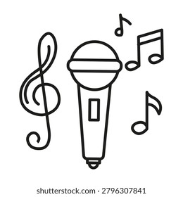 Microphone treble clef black vector graphic features modern audio melody. Acoustic sound visualizes premium entertainment vocal performance. eps 10