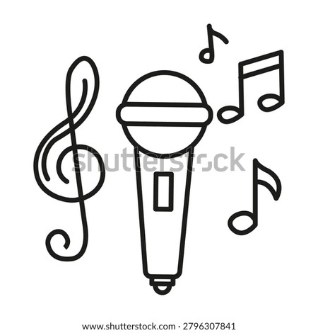 Microphone treble clef black vector graphic features modern audio melody. Acoustic sound visualizes premium entertainment vocal performance. eps 10