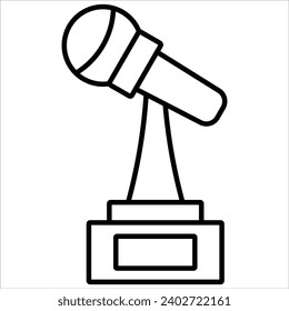 Microphone Trophy, premium award icon in line style. High quality outline symbol of achievement