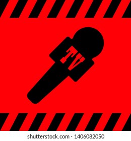 Microphone for tv black on red background, vector illustration for design