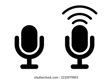 Microphone unmuted icon set, Classic mic shape