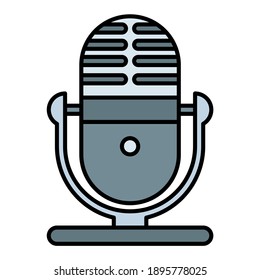microphone using soft color and filled line style