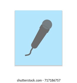 Microphone Vector black icon on color sticker. Material design