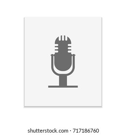 Microphone Vector black icon on color sticker. Material design