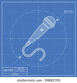 Microphone vector blueprint icon 
