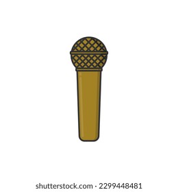 Microphone vector. Cartoon microphone icon with on white background. Icon for web design, apps, sticker, banner, poster, printing usage and part of logo.