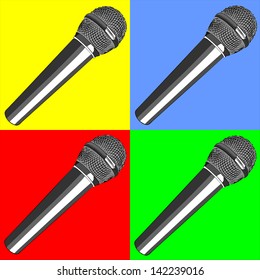The microphone vector collection isolated on colorful  background,The microphone set isolated on yellow background, blue background, red background, green background