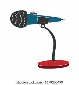 microphone vector design. digital hand drawn style. grain texture
