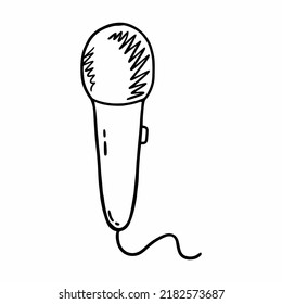 Microphone. Vector doodle illustration. Hand-drawn drawing.