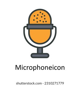 Microphone  Vector Fill outline Icon Design illustration. User interface Symbol on White background EPS 10 File