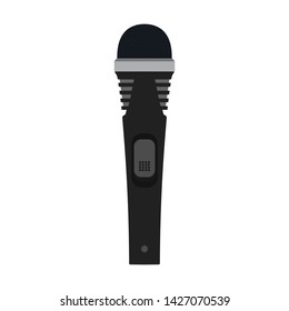 Microphone vector flat icon audio karaoke. Sound record studio music voice equipment. Concert mic broadcast interview design