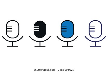 Iconos planos de Vector de micrófono para podcast, Sitios web y recursos gráficos.
